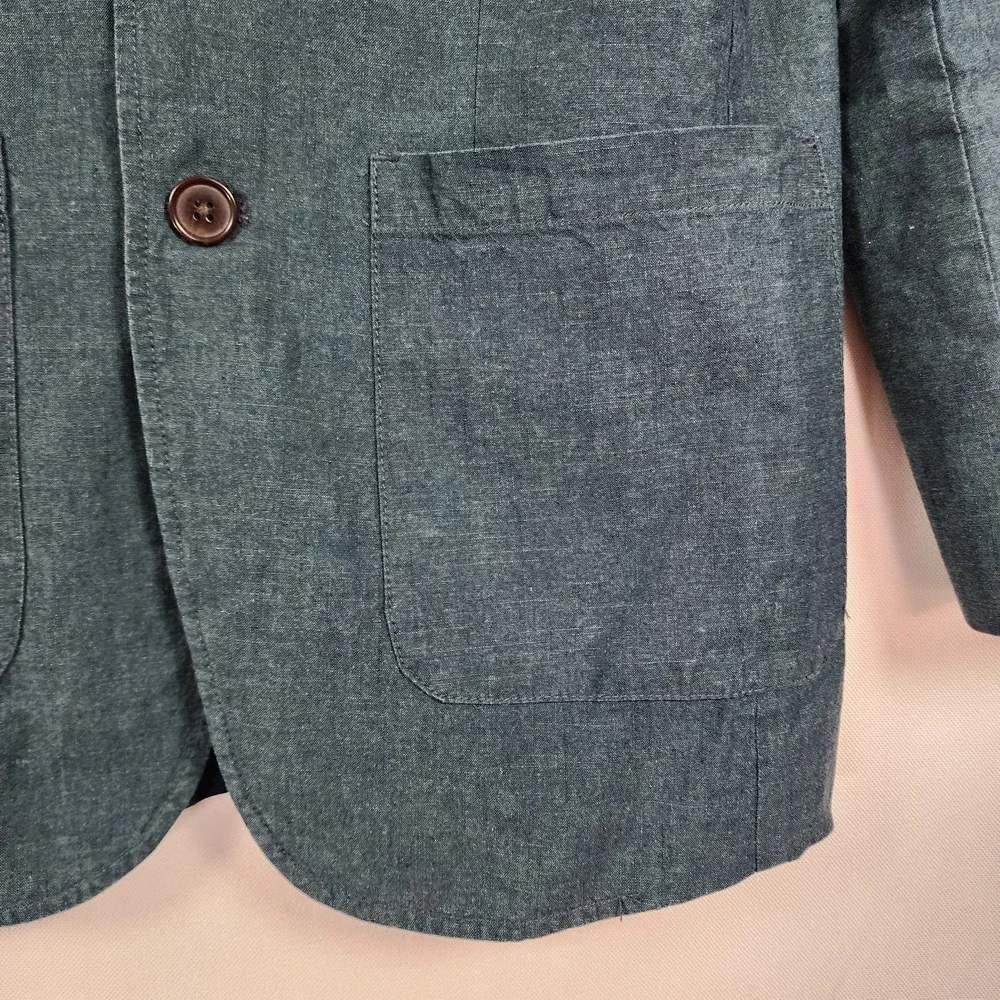 Frank and Oak Blazer Laurier Fit Heather Blue Classic Preppy Quiet Luxury Sz 36